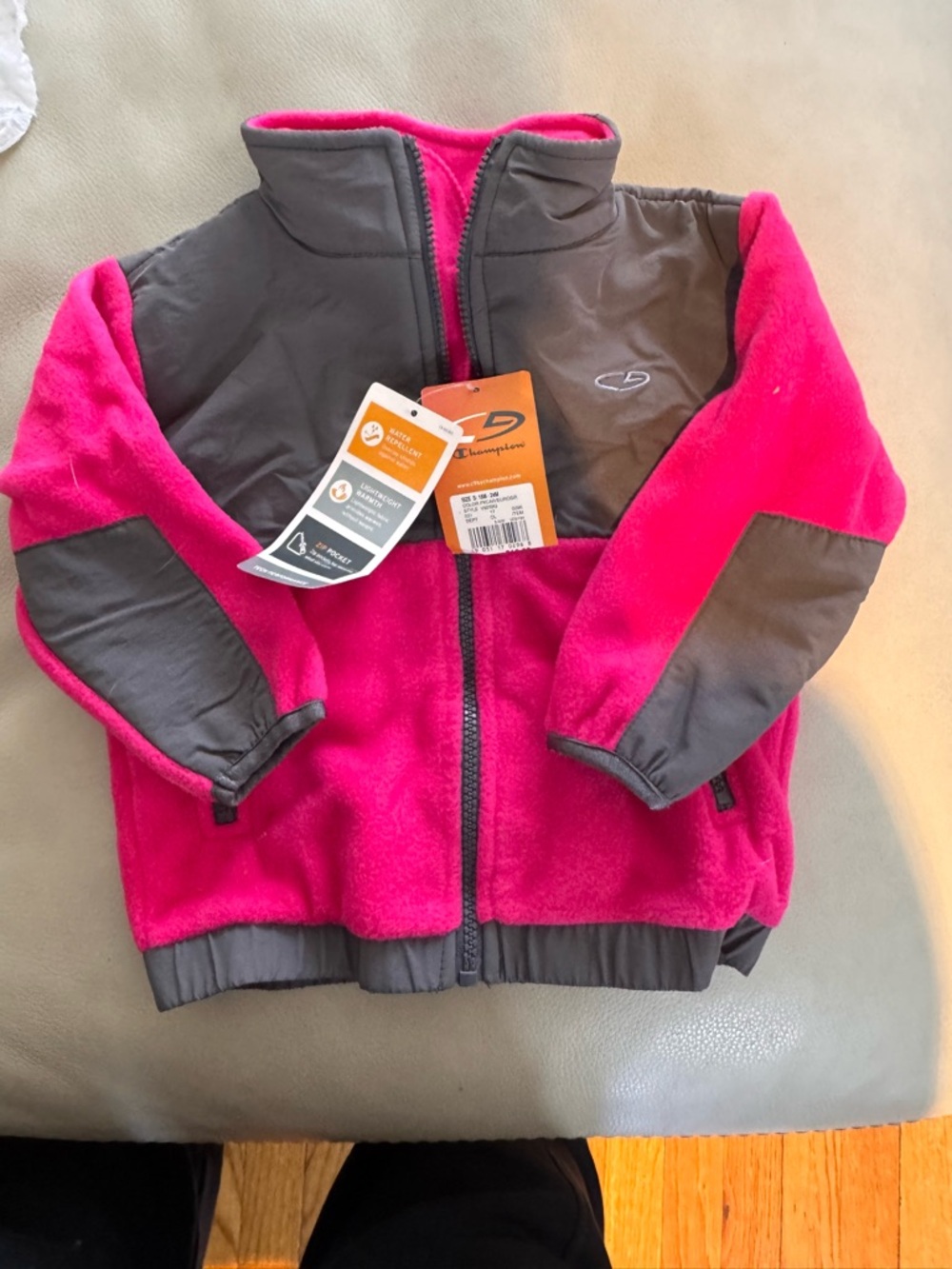Champion Kids' Pink and Gray Fleece Jacket 18-24 month